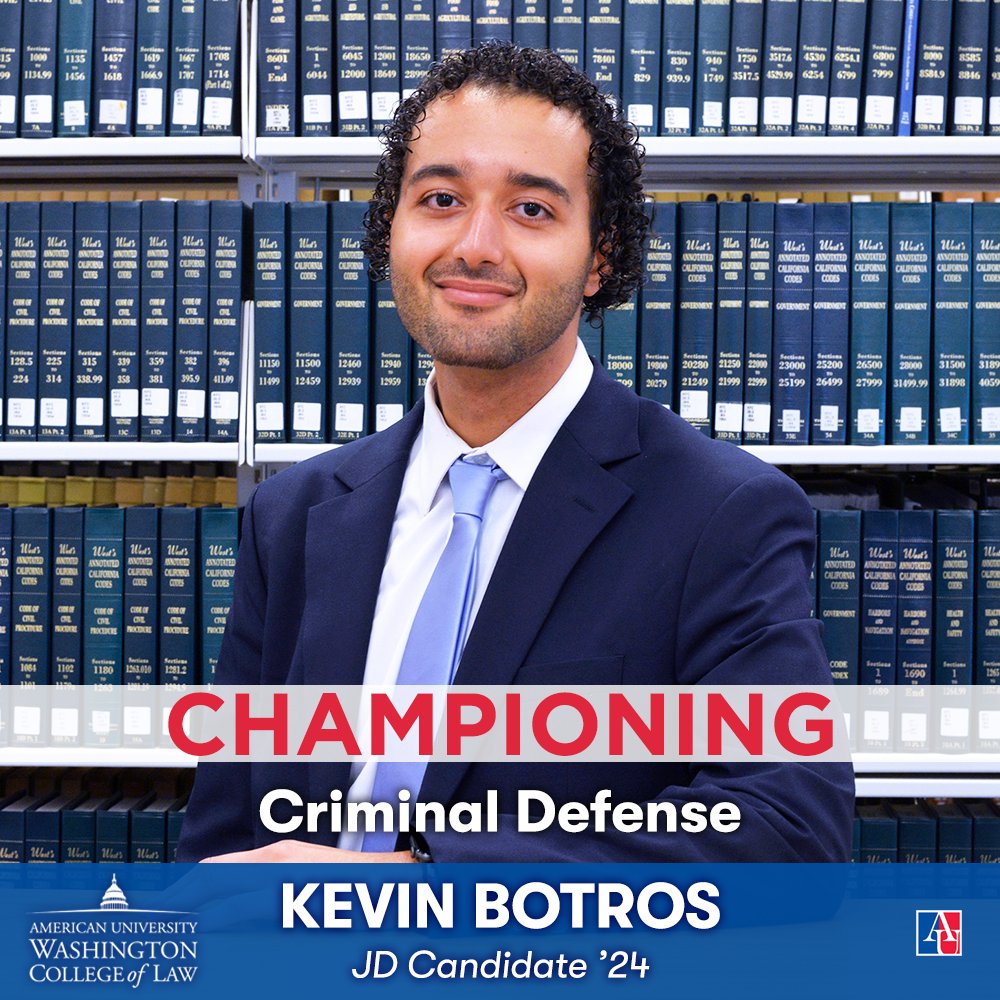 Kevin Botros, driven by justice and decarceration, aims to amplify the voices of marginalized communities through public defense. the 3L will continue this commitment post-graduation at the Public Defender Service for DC. Read more: tinyurl.com/KEVINBOTROS @wclclinic