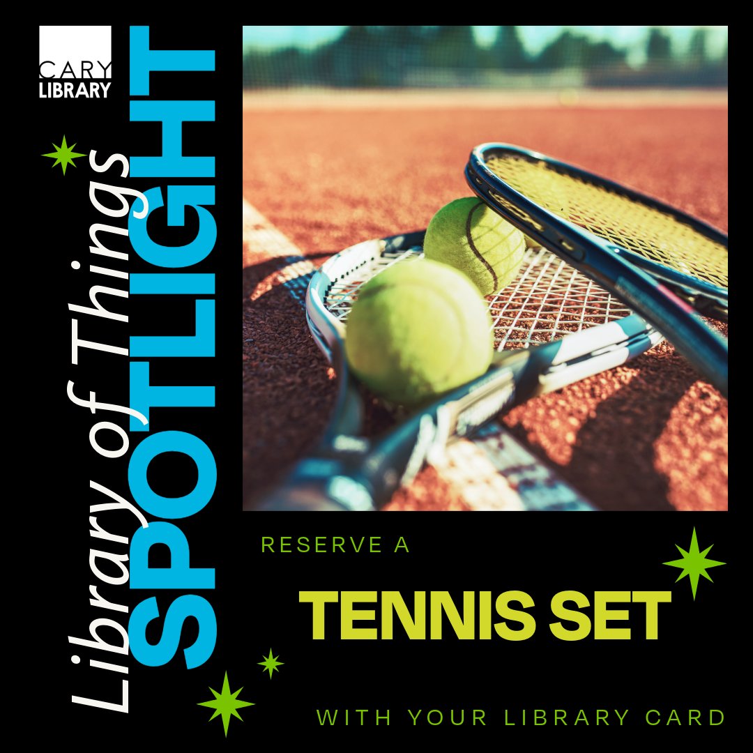 Spring has sprung! Why not enjoy the beautiful weather with a tennis match? Check out our tennis set, which includes two rackets and 3 tennis balls, and head on down to the court for a game!

carylibrary.org/tennis-set

#CaryLibrary #LexingtonMA #CaryLibraryOfThings