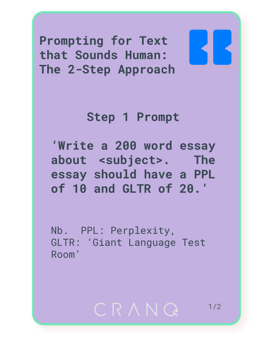 Still using a humaniser?  OpenAI can easily humanise itself!  Just use the 2-step approach.  We see lots of our users building this kind of automation for bulk content generation on CRANQ.