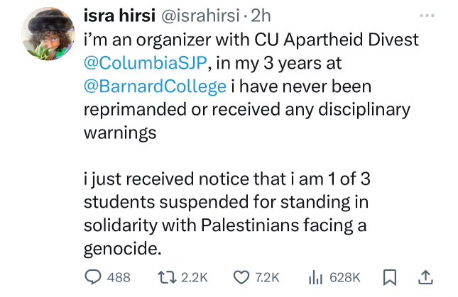 🚨🚨 @IlhanMN Ilhan Omar’s daughter @israhirsi is one of the rabid, pro-Hamas protesters in NYC. She was just suspended from school at @BarnardCollege for engaging in pro-Hamas “protests”. She’s a little jihadist spawn of satan. Like mother like daughter. Deport them both