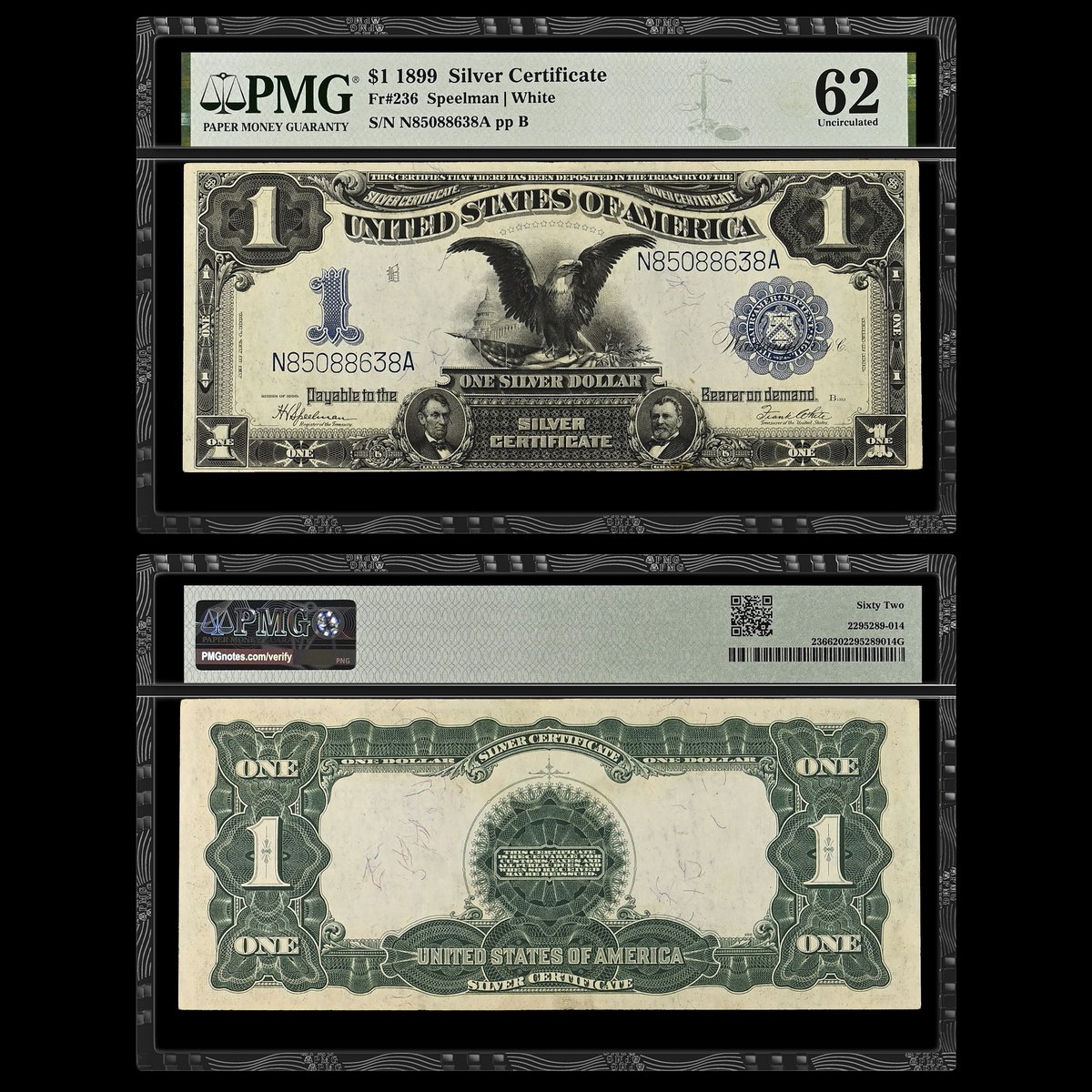 Note of the Day: Check out this 1899 $1 Silver Certificate graded PMG 62 Uncirculated for a #ThrowbackThursday highlight. Once redeemable for silver coin, Silver Certificates are prized by collectors of US currency. Discover more US banknotes at PMG.click/pop/US