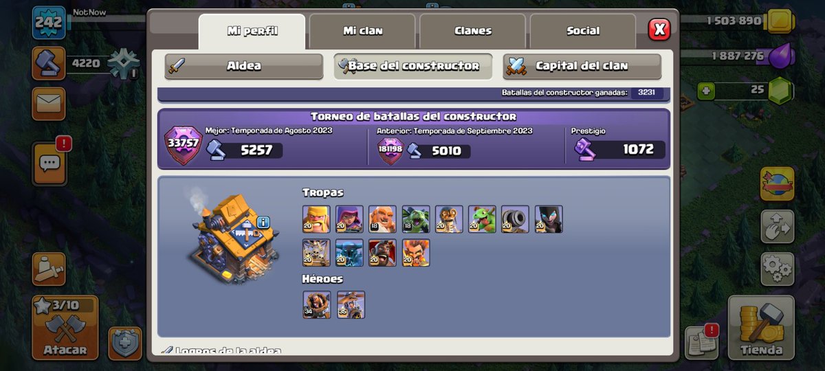 AccountLatan's tweet image. SE VENDE HERMOSO TH15, ALDEA NOCTURNA SEMI FULL, SUPER BALANCEADO, TROPAS, HECHIZOS, HEROES Y MAQUINAS, HERMOSA ALDEA, 6 CONSTRUCTORES