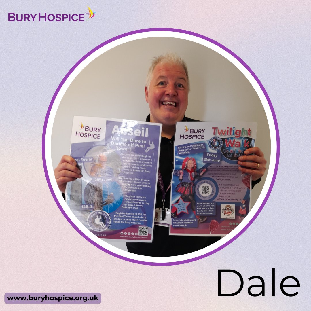 Meet the team: Dale 'There's never a dull moment at Bury Hospice. Your fundraising goes to supporting such a fantastic local cause.' buryhospice.org.uk