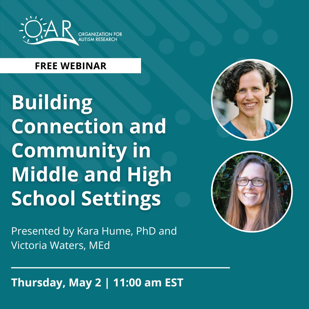 Join us for a webinar discussing ways to enhance connections, community building, and priority outcomes for autistic students in middle and high school. Register today! i.mtr.cool/ihytxxoemp