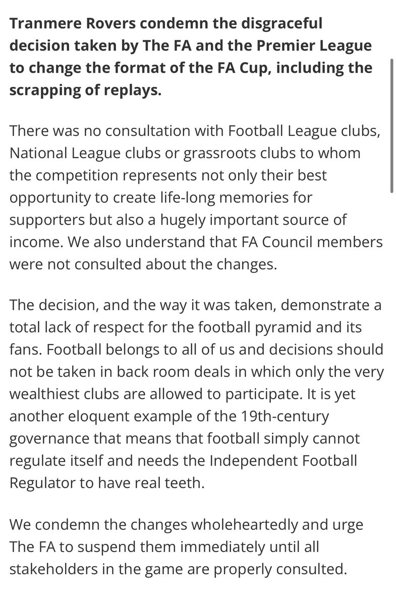 What Tranmere Rovers said. ✊