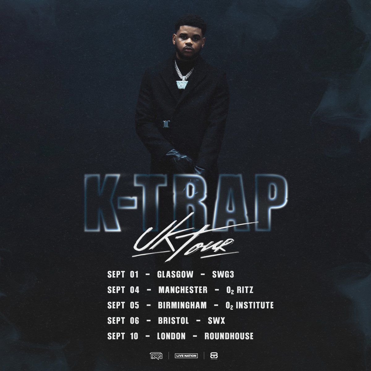 A trailblazer in the UK music scene, @KTrap19 is celebrated as a BRIT-nominated artist & multi-Mobo award winner. Touring his debut album, ‘Smile?’, K-Trap will join us here on Wed 4 Sep 🎤 Get 48-hour early access Priority Tickets from 10am Wed 24 Apr 👉 amg-venues.com/FWRZ50RiQjN