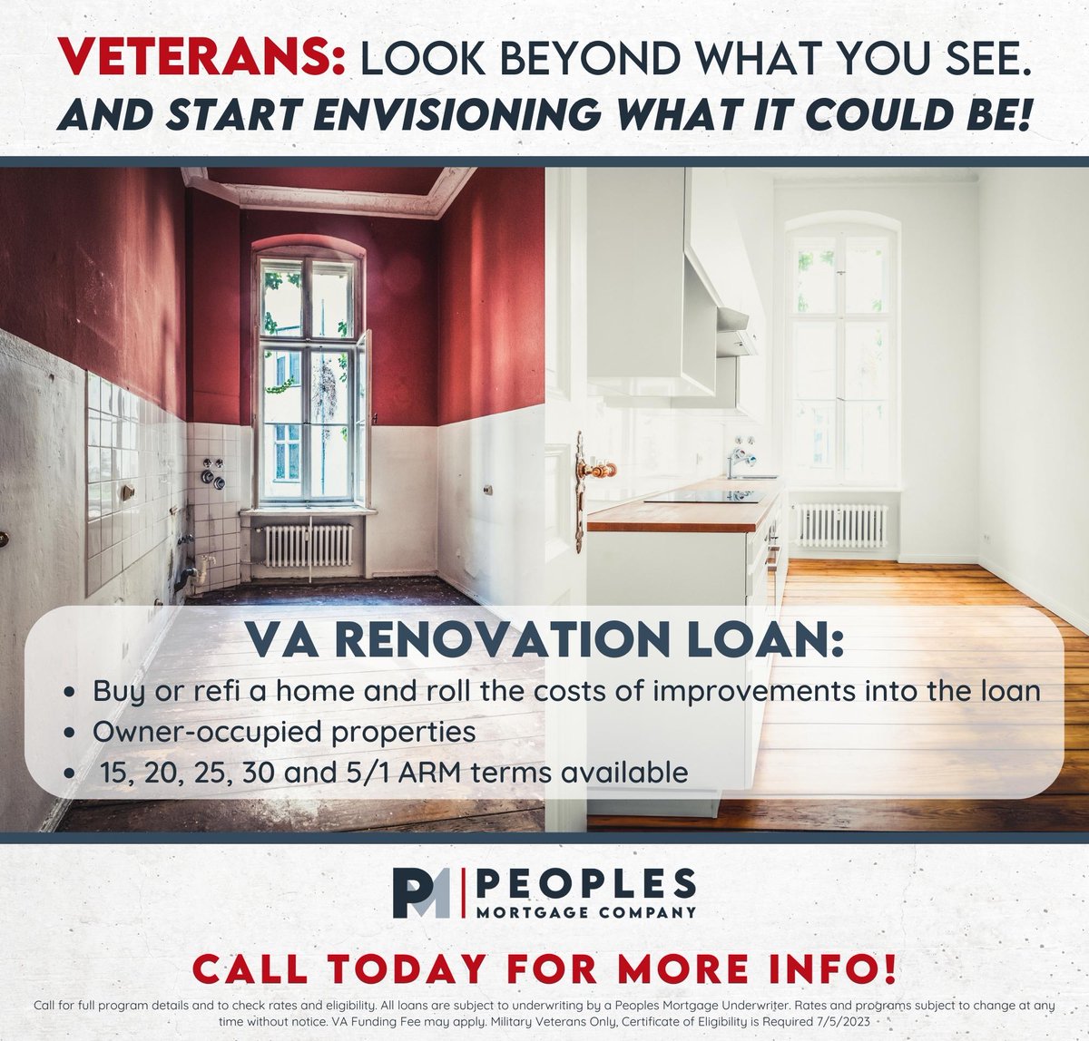 Veterans, imagine the endless possibilities. We can help you get there! #PeoplesMortgage #allaboutthepeople #vahomeloans #VArenovation #homerenovation #VA #Veterans linktr.ee/francomanueli