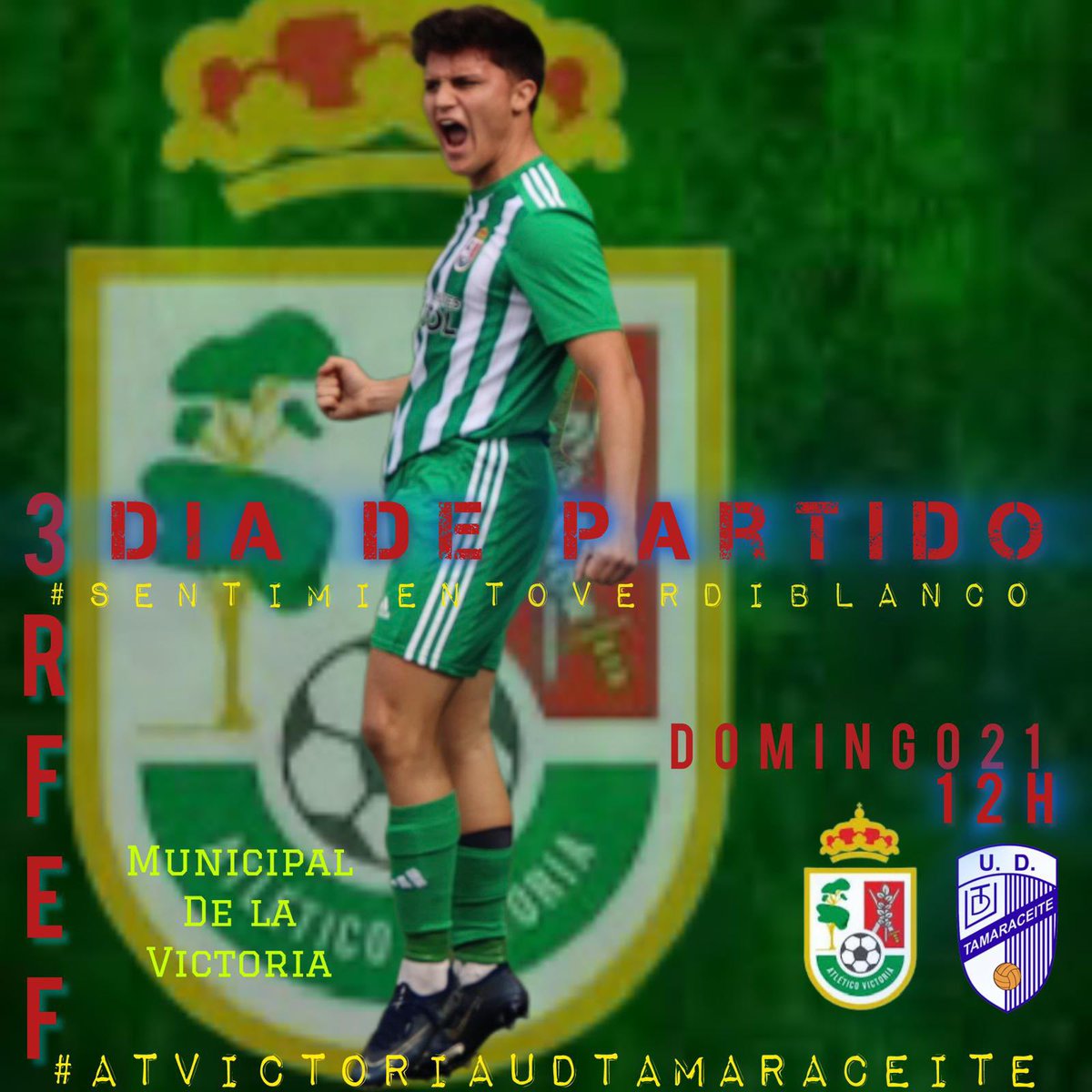 🫶𝗖𝗢𝗠𝗣𝗔𝗥𝗧𝗘🫶
𝙇𝙇𝘼𝙈𝘼𝙈𝙄𝙀𝙉𝙏𝙊 𝘼 𝙇𝘼 𝘼𝙁𝙄𝘾𝙄𝙊́𝙉

Atlético Victoria 🆚 UD Tamaraceite 

Este domingo a las 12:00

 𝟭ª 𝗱𝗲 𝗹𝗮𝘀 𝟯 𝗳𝗶𝗻𝗮𝗹𝗲𝘀 𝗲𝗻 𝗟𝗮 𝗩𝗶𝗰𝘁𝗼𝗿𝗶𝗮
#SentimientoVerdiblanco #VamosVerdes