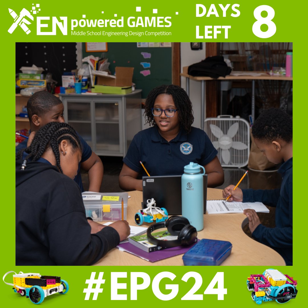 🚀 Just 8 days until the 7th Annual ENpowered Games! This year's theme: Advanced Autos, where students will build autonomous cars. Get ready for an unforgettable event! 💡 

#ENpoweredGames #EPG24 #STEM #Innovation #Countdown #ProjectSYNCERE #Engineering #Chicago #Nonprofit