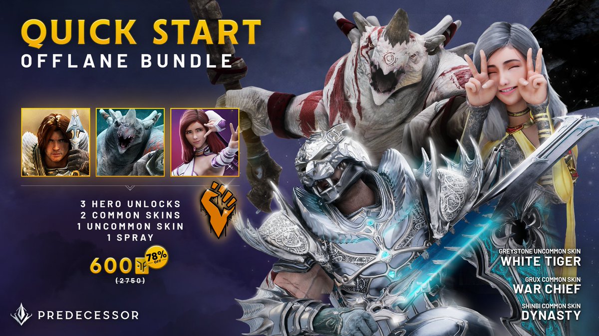 There's nothing off about the Quick Start Offlane Role Bundle! ✊ 🛍️ Pick it up in the store to instantly unlock 3 powerful Heroes, 3 stunning skins and an exclusive role spray! Download and play now! 👇 playp.red/I48850RjhcK