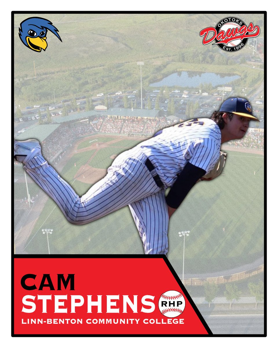 The Dawgs are pleased to announce that RHP Cam Stephens has signed on for the 2024 season! Stephens plays for Coach Andy Peterson at Linn-Benton Community College where he is 5-2 with 44 IP, 15 BB, 44 Ks and a 2.45 era. Welcome to Okotoks, Cam! #dawgs #baseball #WCBL #signed