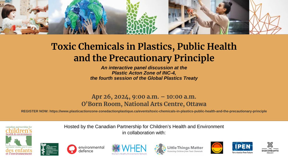Join CPCHE &amp; leading experts for a panel on toxic chemicals in plastics - a key issue as Canada hosts the global #PlasticsTreaty negotiations.
Register now: …ticactionzone-zonedactionplastique.ca/events/toxic-c…
<a href="/CAPE_ACME/">@CAPE-ACME</a> <a href="/envirodefence/">EnvironmentalDefence</a> <a href="/WHENonline/">WHEN</a> <a href="/littlethingsmtr/">Little Things Matter</a> <a href="/minderoo/">Minderoo Foundation</a> <a href="/ToxicsFree/">IPEN: toxics-free</a> <a href="/project_descend/">The Descendants Project (Louisiana)</a>