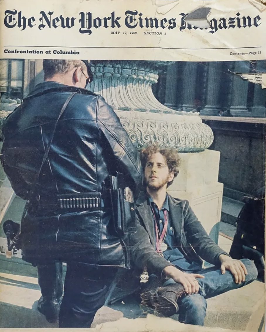 mattxiv's tweet image. columbia university militarizing the police state against its own anti-war student protesters in 1968 and 2024