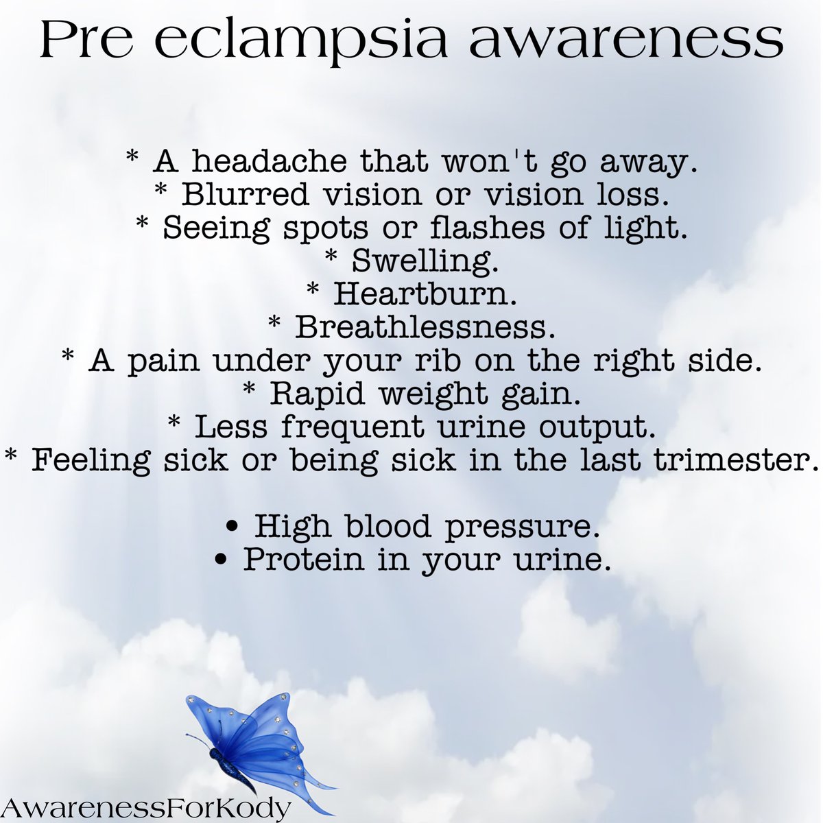 Know the signs and symptoms! 
#PreEclampsiaAwareness
#PreEclampsia
#Share
#Save
#RaiseAwareness