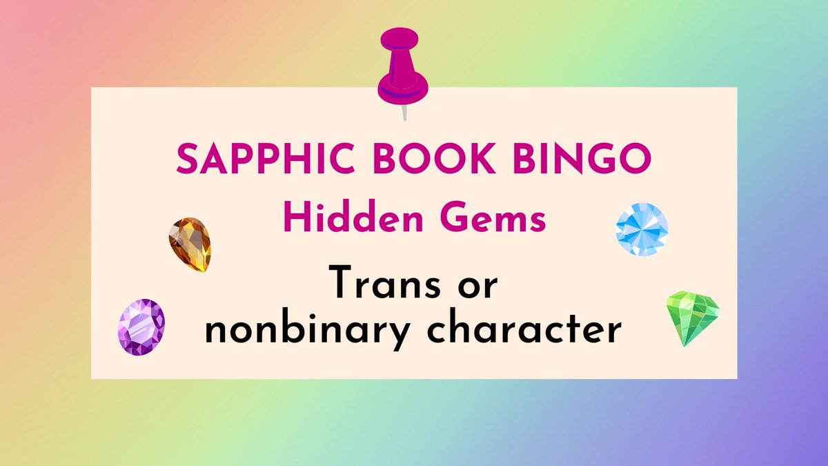 This week's Sapphic Book Bingo features 15 books with trans and nonbinary characters, especially from authors who are trans or nonbinary. Check out the books on my blog: jae-fiction.com/sapphic-book-w…