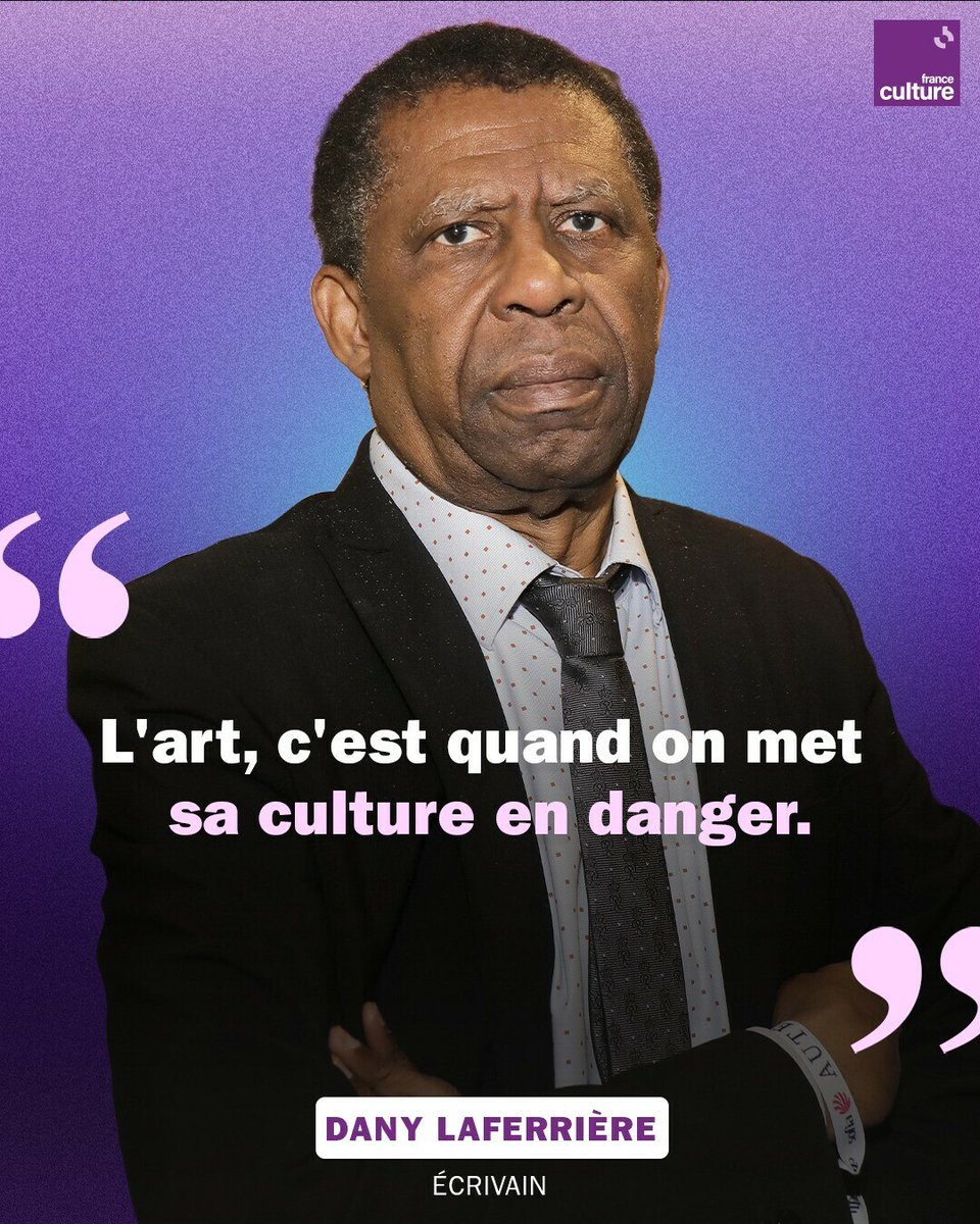 franceculture's tweet photo. D'origine haïtienne, naturalisé canadien, entré à l'Académie Française, l'écrivain Dany Laferrière interroge les clichés et les ambigüités du déracinement. 
➡️ https://t.co/YaExX07DIG https://t.co/I7vJZ3GuXi