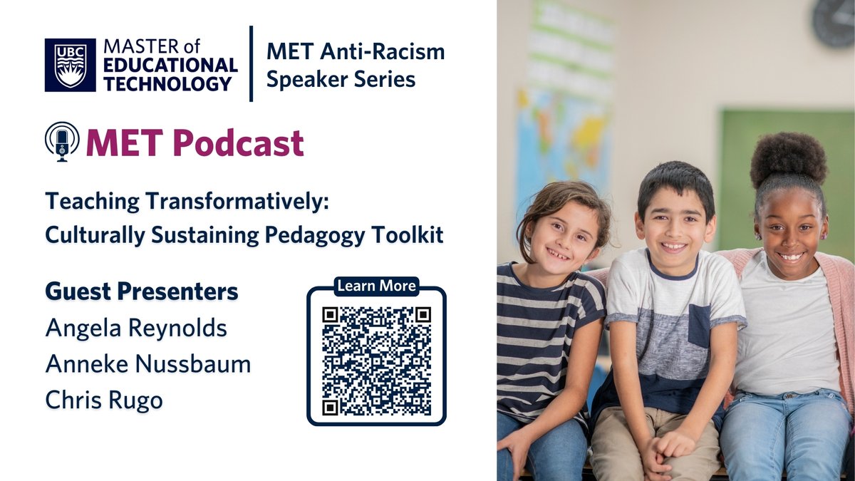 Join Angela Reynolds, @annussbaum, and @ChrisRugo as they discuss their @EdithLandoVLC project; Teaching Transformatively: Culturally Sustaining Pedagogy Toolkit: mvnt.us/m2368765 @UBCMETcommunity @UBCEducation #edtech