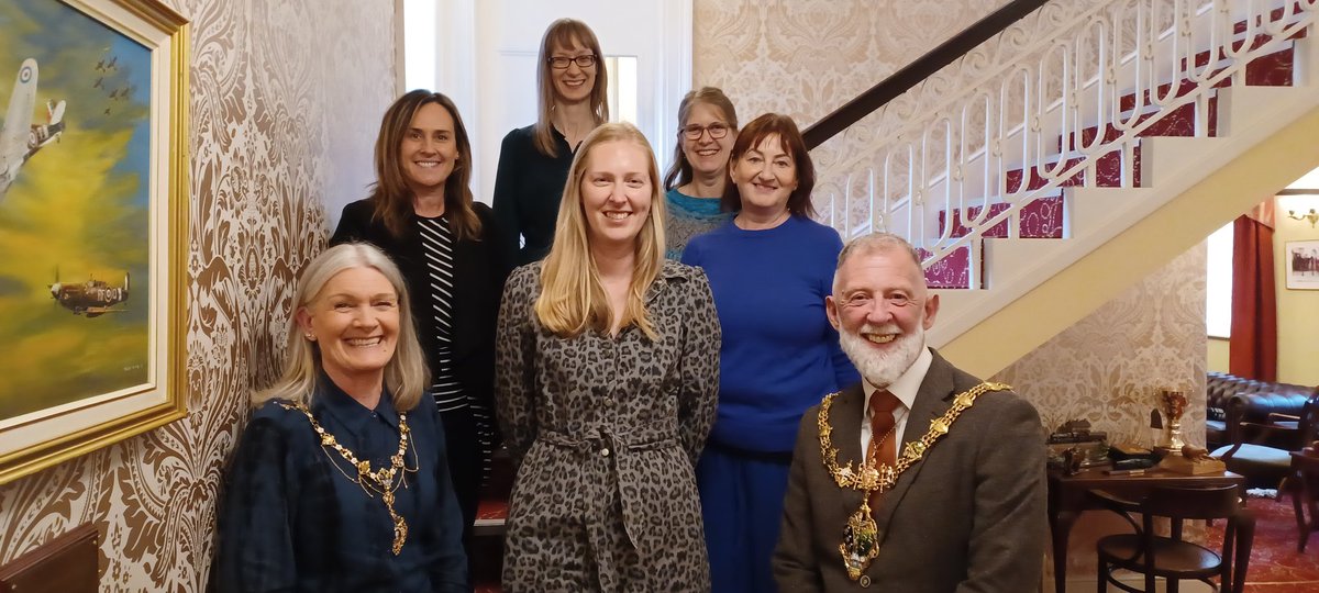 Mayor and Mayoress with friends at Rotherham Town Hall having a visit and tour.