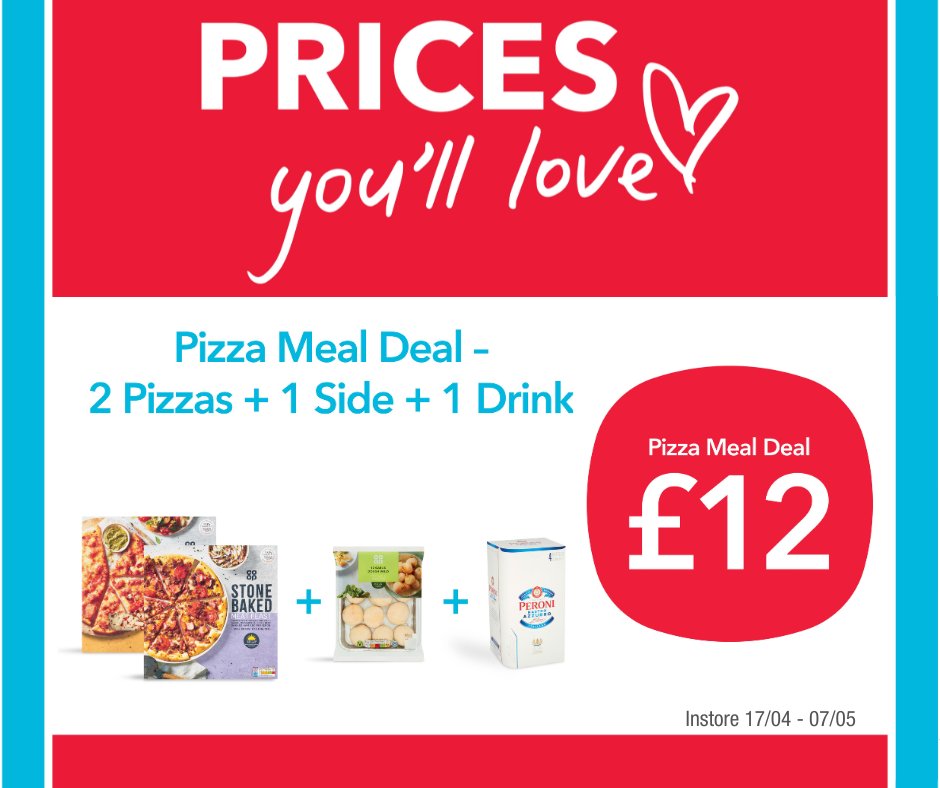 Our latest SuperSaver has landed in stores... Forget the takeaway, get 2 pizza's, a side of dough balls and some beers (or soft drink alternative) for just £12!