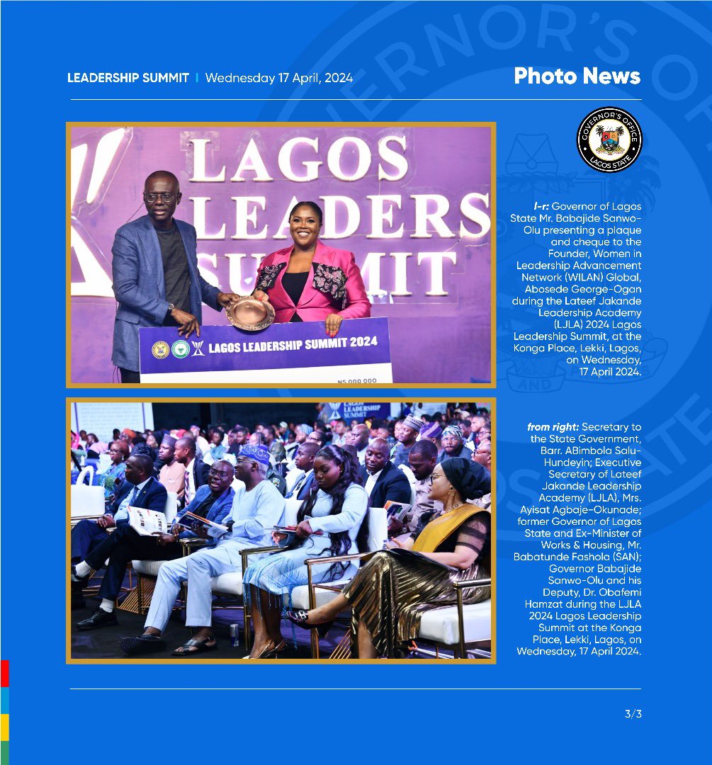LL_Summit's tweet photo. PHOTO NEWS
Lagos Leadership Summit 2024
"Leadership and Nigeria's Future"
#LLSummit2024
#LJLacademy https://t.co/dsn33E9HzV