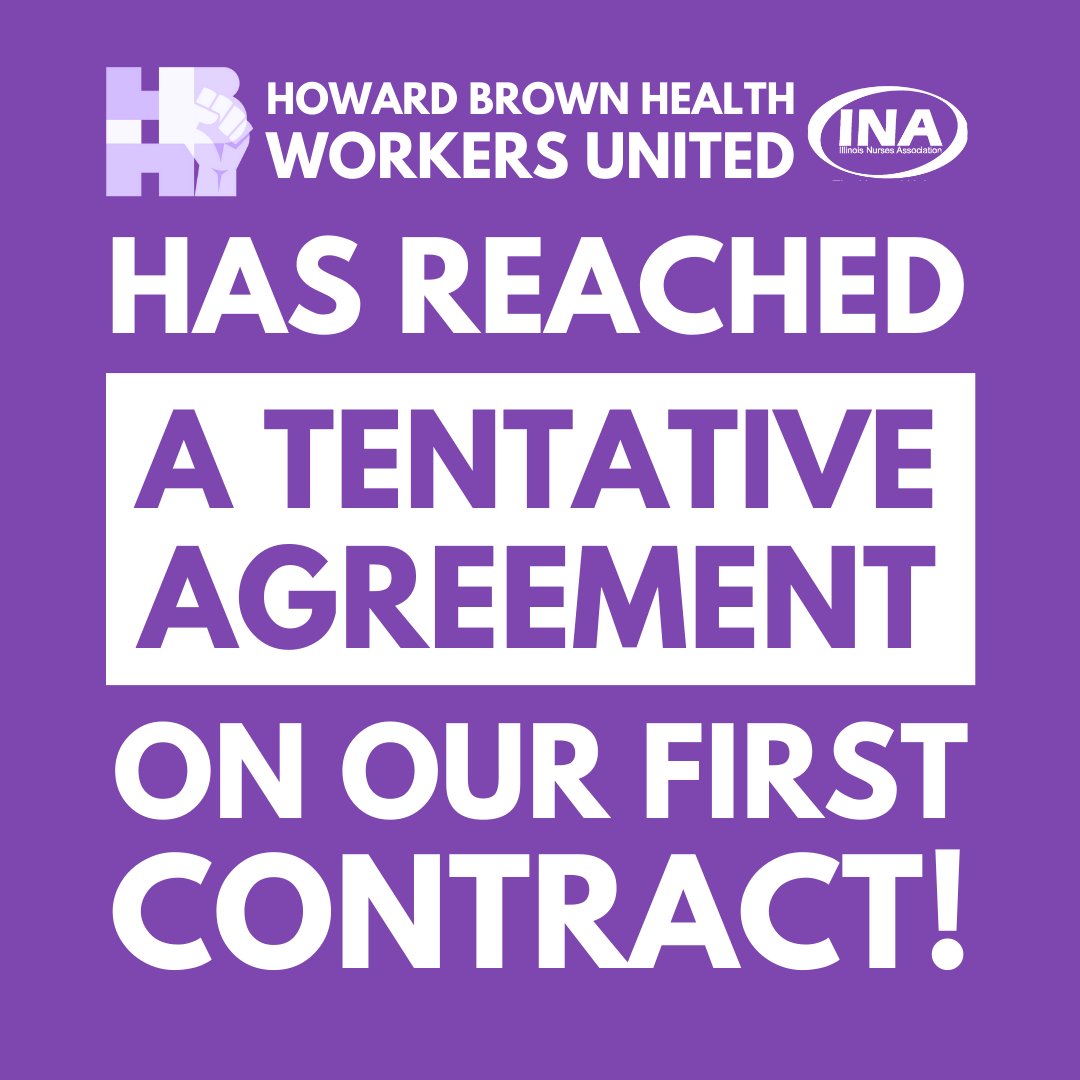 Yesterday, Howard Brown Health Workers United reached a Tentative Agreement on our first contract!! (1/6)