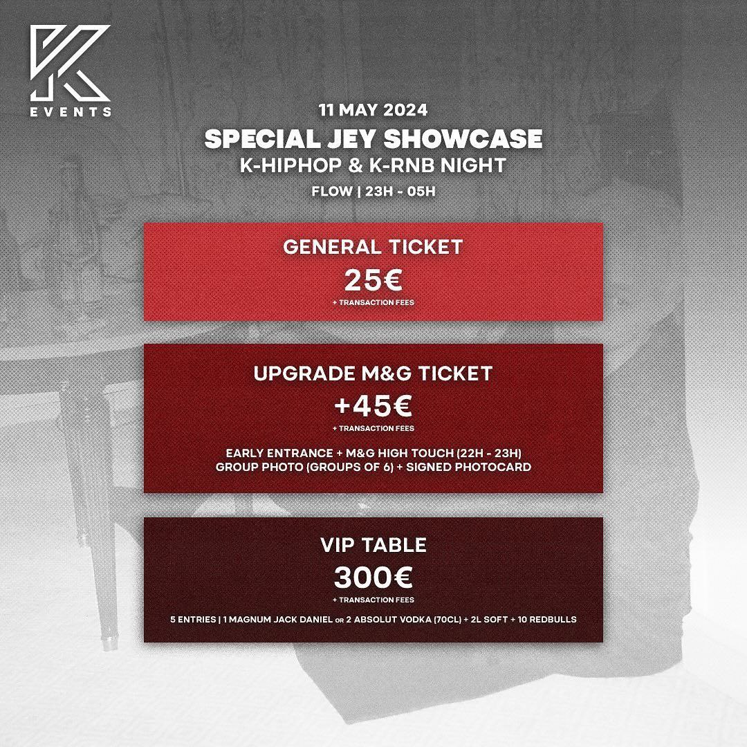 kpopconcertseu's tweet image. @officialkevents is bringing JEY to Paris for a once in a lifetime showcase. 

Ticket prices are the following:
Entry: 25€
Meet &amp;amp; Greet Upgrade: additional 45€

Tickets go on sale on April 19, 6:00PM CET!

#officialkevents #kevents #jey #jeyinparis #jeypov #krnb