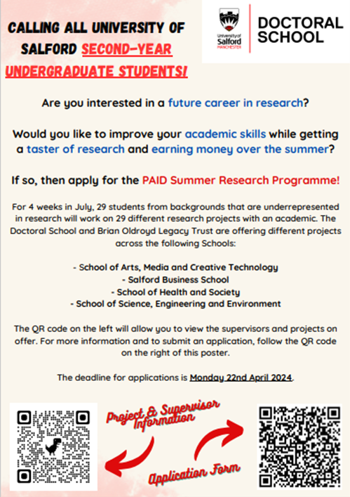 Second year Students! This is your reminder that the deadline for the Summer Research Programme is Monday 22nd of April. Don't miss out on this amazing opportunity this summer! #summer #placement #research