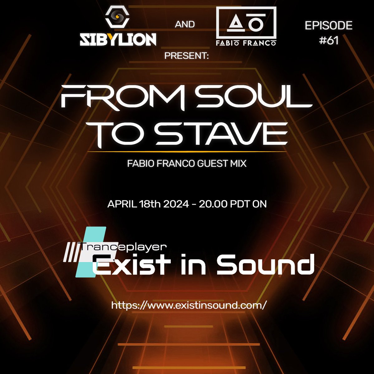 Another day, another stream. FSTS #61 @fabiofrancodj1 guest mix going to land at 8pm PDT on TrancePlayer by  ExistInSound! Tap to stream: existinsound.com

#trancefam #sibylion #tranceaddict #fromsoultostave #radioshow