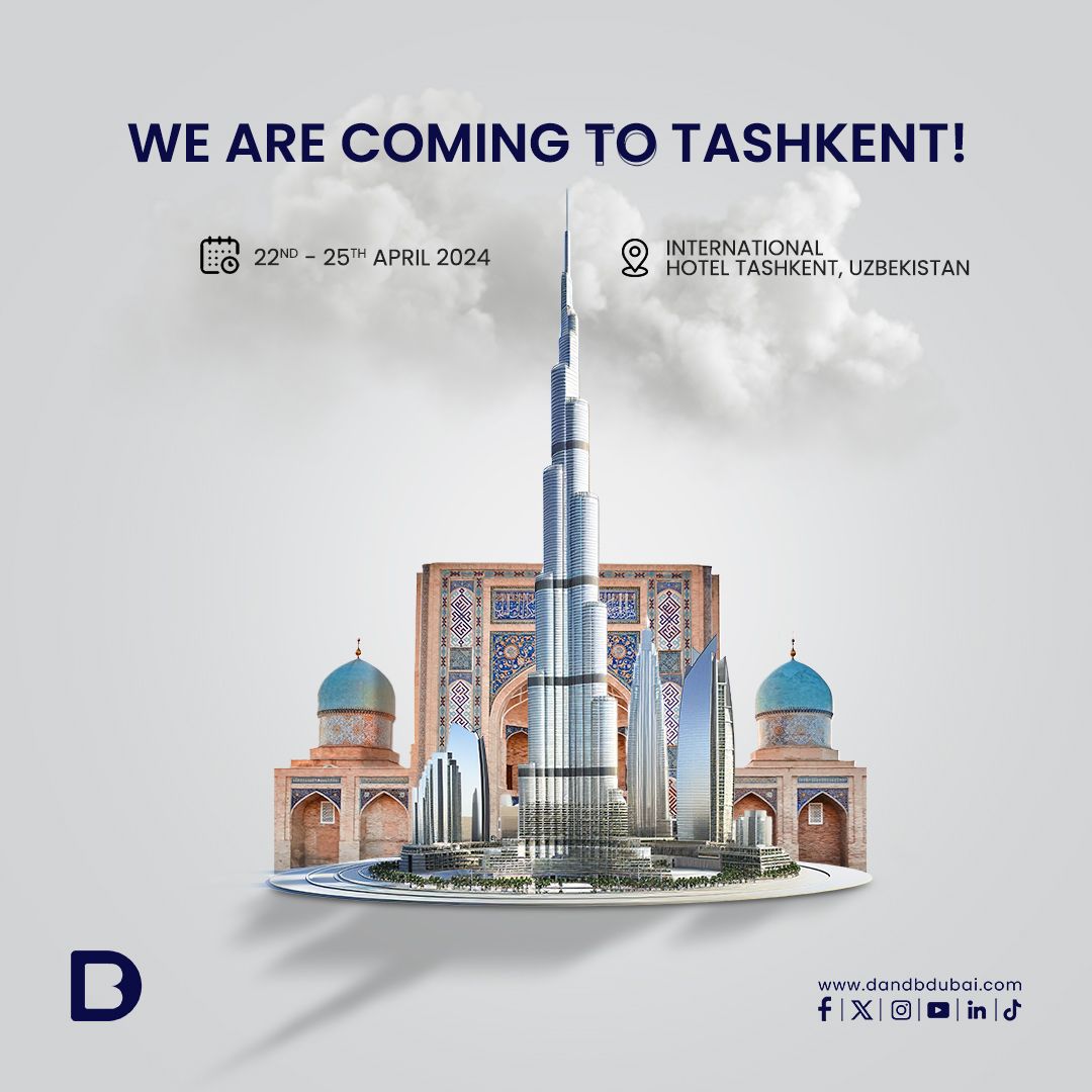 Mark your calendar for our upcoming event at the International Hotel Tashkent, Uzbekistan from April 22nd to 25th! Join us to explore investment opportunities, exclusive projects, and learn about securing residency in Dubai through investment.