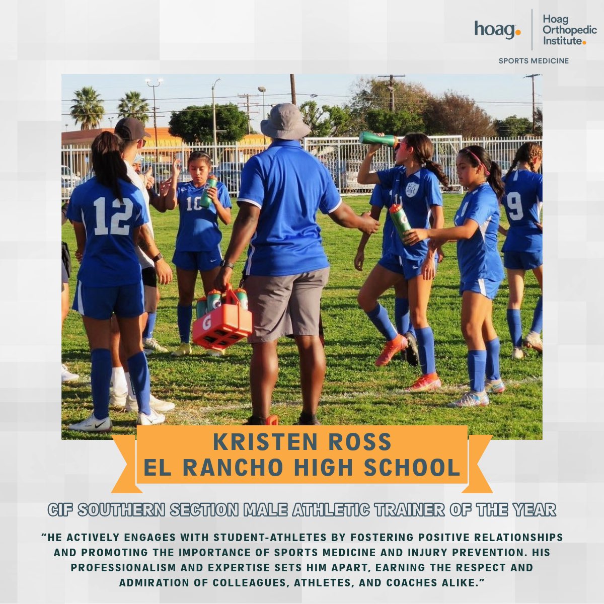 CIFSS's tweet photo. We are so excited to recognize Kristen Ross of @ElRanchoHS and Kam Weller of @Lancers_LBUSD as the CIF-SS Athletic Trainers of the Year presented by @hoaghealth and @hoagorthopedic! Thank you for all you have done to serve your student-athletes and the sports medicine community! https://t.co/KfiJz8qAHi