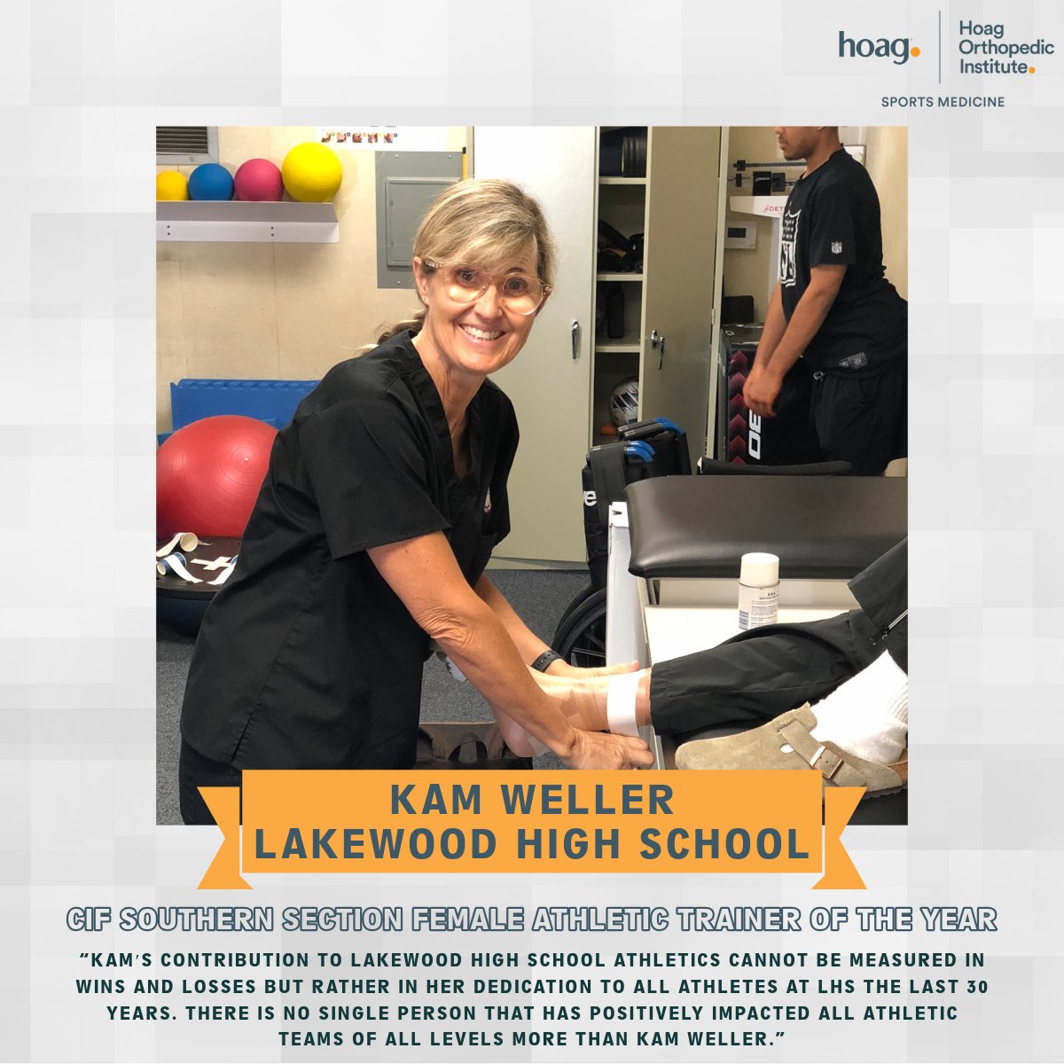 CIFSS's tweet photo. We are so excited to recognize Kristen Ross of @ElRanchoHS and Kam Weller of @Lancers_LBUSD as the CIF-SS Athletic Trainers of the Year presented by @hoaghealth and @hoagorthopedic! Thank you for all you have done to serve your student-athletes and the sports medicine community! https://t.co/KfiJz8qAHi