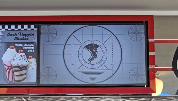 When Mel's Diner came back from refurbishment, it had a gimmick where these test patterns would show up on the menu boards.
