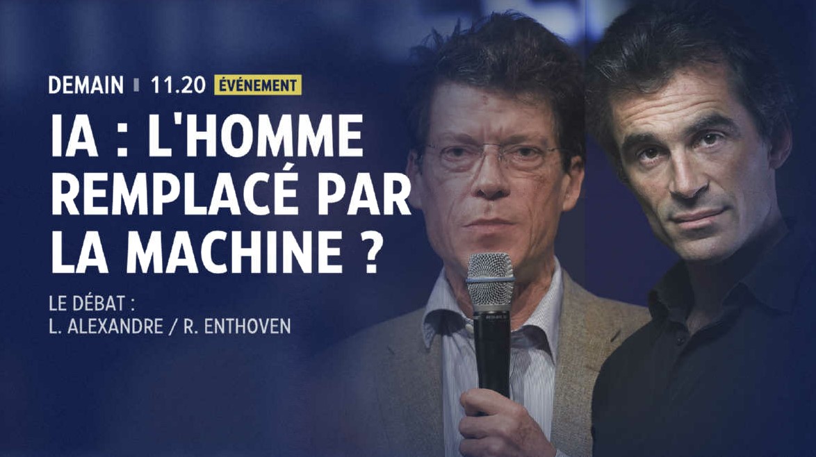 🔴 IA : L’homme bientôt remplacé par la machine ? 📌 RDV demain à 11h20 sur @LCI pour le face à face entre @dr_l_alexandre et @Enthoven_R @PaolaPuerari