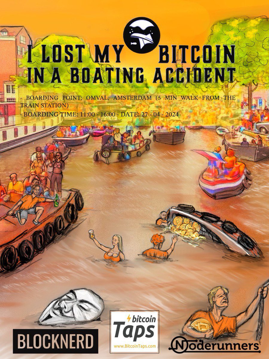 _BLOCKNERD_'s tweet photo. ⛵#Bitcoin Boating Party! ⛵

Stap deze Koningsdag op onze exclusieve Bitcoin Boat en vaar over de Amstel terwijl je geniet van de beste beats en bier rechtstreeks van BitcoinTaps. 🍻🍻🎵

Start: 11:00 bij de Omval

🎟️ Tickets &amp; info:
➡️ https://t.co/jNEhRYwDCY https://t.co/1Qi7G12aoP
