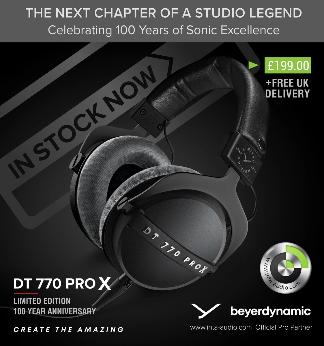 Celebrating 100 Years of Sonic Excellence - <a href="/beyerdynamic/">beyerdynamic</a>  DT770 PRO X Shipping Now 

inta-audio.com/dt770-pro-x-li…

#dt770 #beyerdynamic #studioheadphones