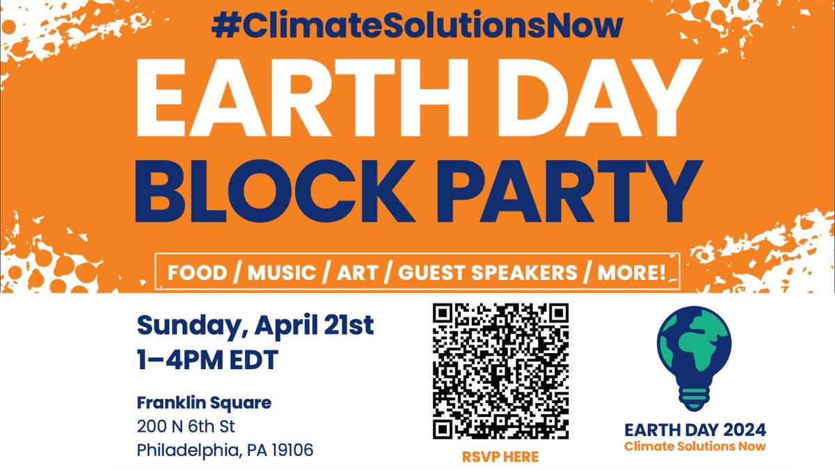 What are you doing on Sunday, Philly? Come to the Earth Day celebration on Franklin Square! 
#food #music #art #Philly #EarthDay!
#ClimateSolutionsNow