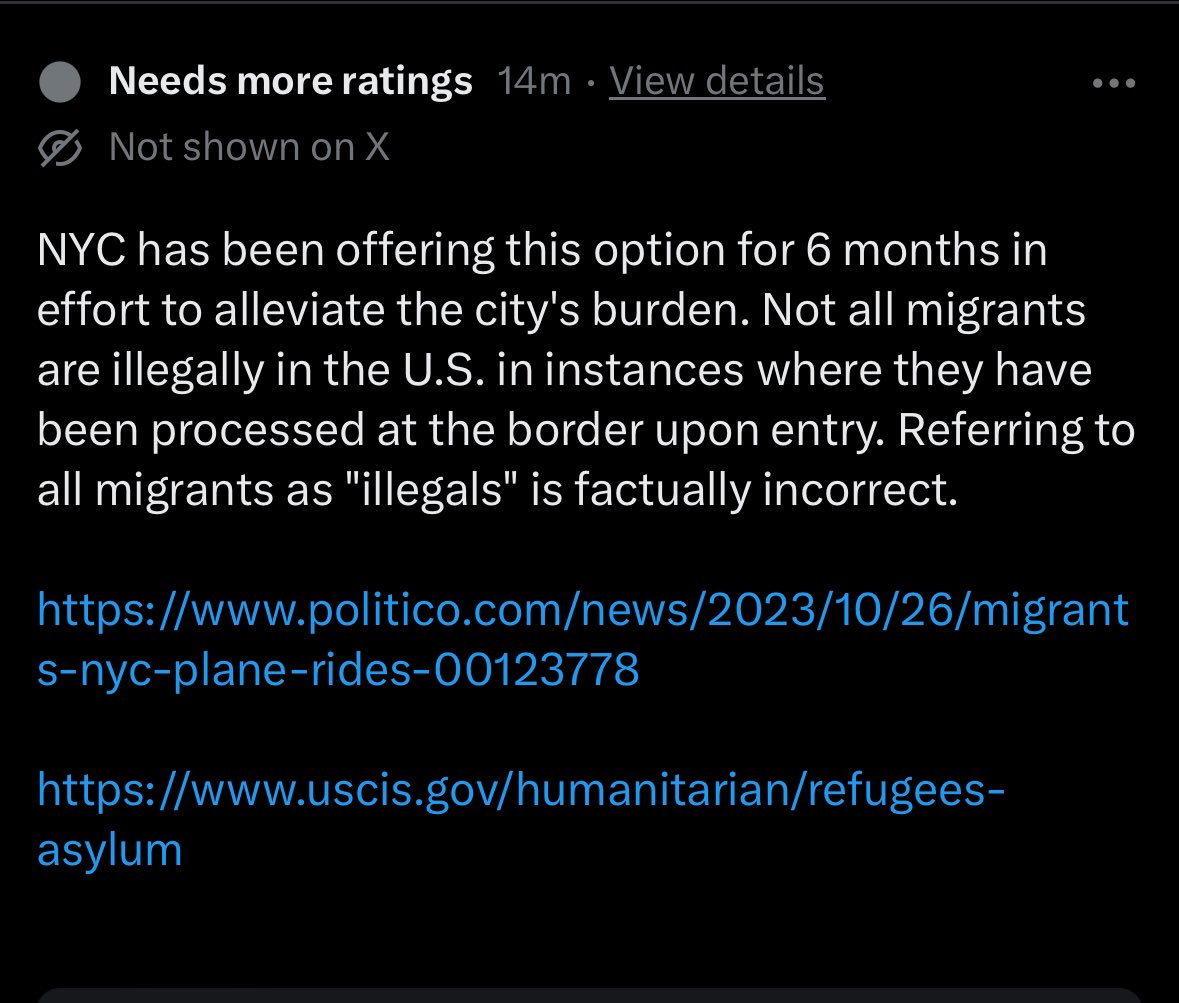 I’m getting really tired of Community Notes writers who are Google warriors and don’t leave their house. Nobody said all migrants are illegal. If you actually went to the border like I have, you’d know the egregious number of folks abusing the “legal” asylum system as well.