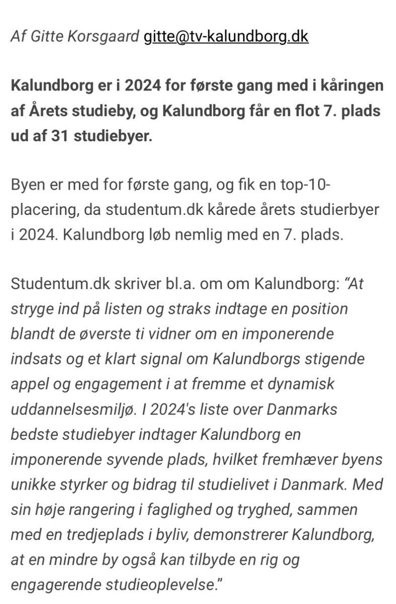 Dæleme flot, lidt af en bedrift og en stor fælles sejr, at Kalundborg er strøget direkte ind som nr. syv på studentum.dk’s liste over Danmarks bedste studiebyer 🙌🏻🫶🏻🙌🏻🫶🏻🙌🏻🫶🏻 #uddpol #studieliv #biotekbyen