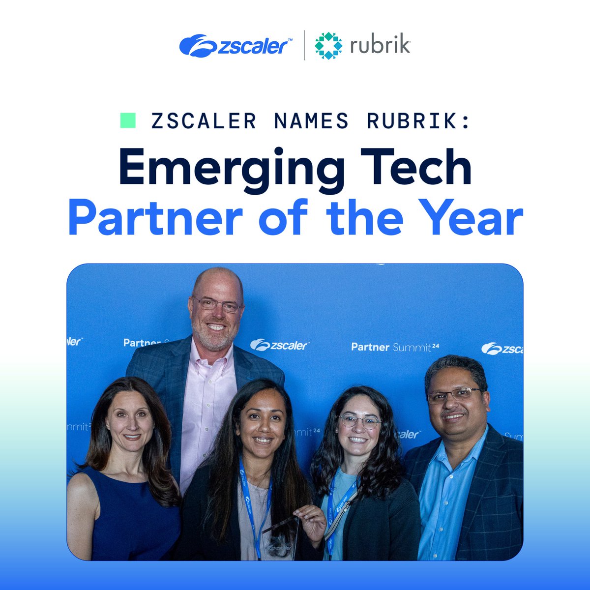 moderndataguy's tweet photo. 💥 @RubrikInc was named Emerging Tech Partner of the Year by @Zscaler! 🏆 We’re so thrilled to receive this award and look forward to continuing to address the growing threat of double extortion #ransomware 👉 https://t.co/gYyZvcImnd https://t.co/o9fuMEjQ5y