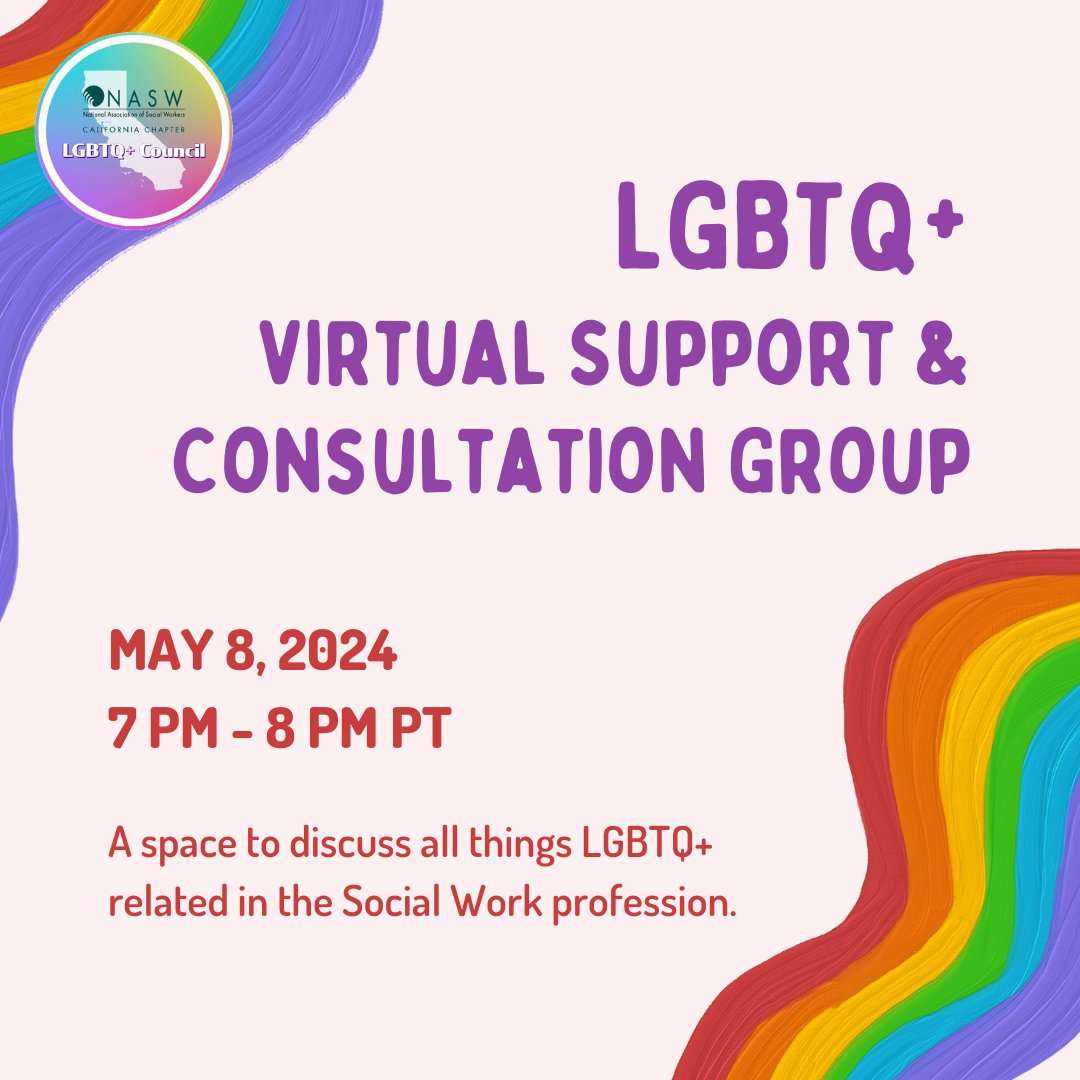 Join the LGBTQ+ Council for their next meeting on May 8! Connect with like-minded professionals and help plan actions in service of fellow LGBTQ+ practitioners, the social work practice, and the wider community. 🌈 Register: naswca.org/events/EventDe…