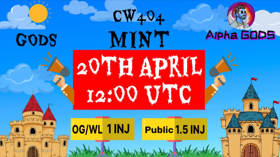 🚨Breaking New CW-404 mint alert! @AlphaGODSnft will mint on @KageFinance Launchpad 20th April 12:00 UTC⏰ OG/WL 1 $INJ Public 1.5 $INJ You shouldn't miss out🔥 Here⬇️ app.kage.finance/mint/inj154ksu…