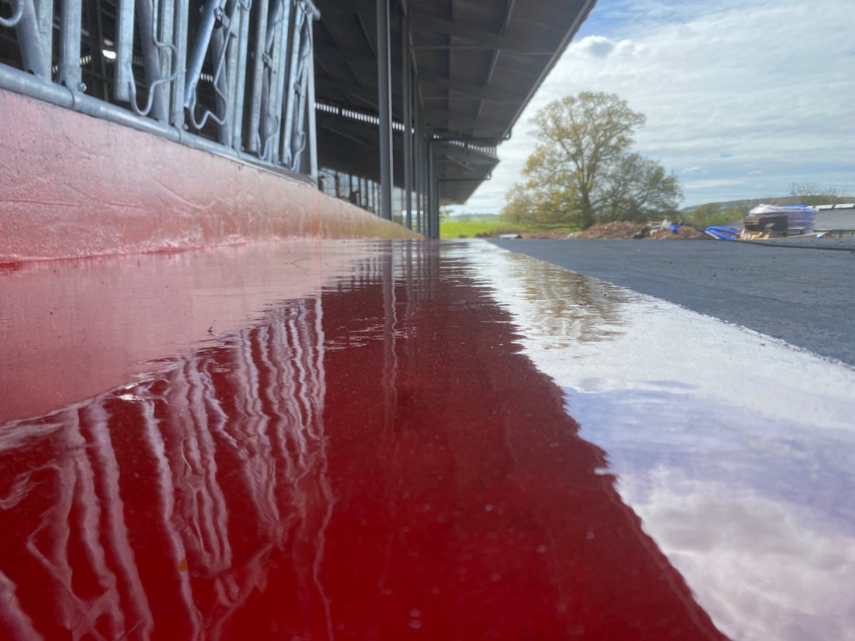Finally a break in the weather so we could apply our Feed passage coating for a 4 robot cow palace in Devon this week. Ensuring the moos get a clean plate every feed.  ✅increased intakes  ✅hygienic ✅durable.  ✅chemical/acid resistant.