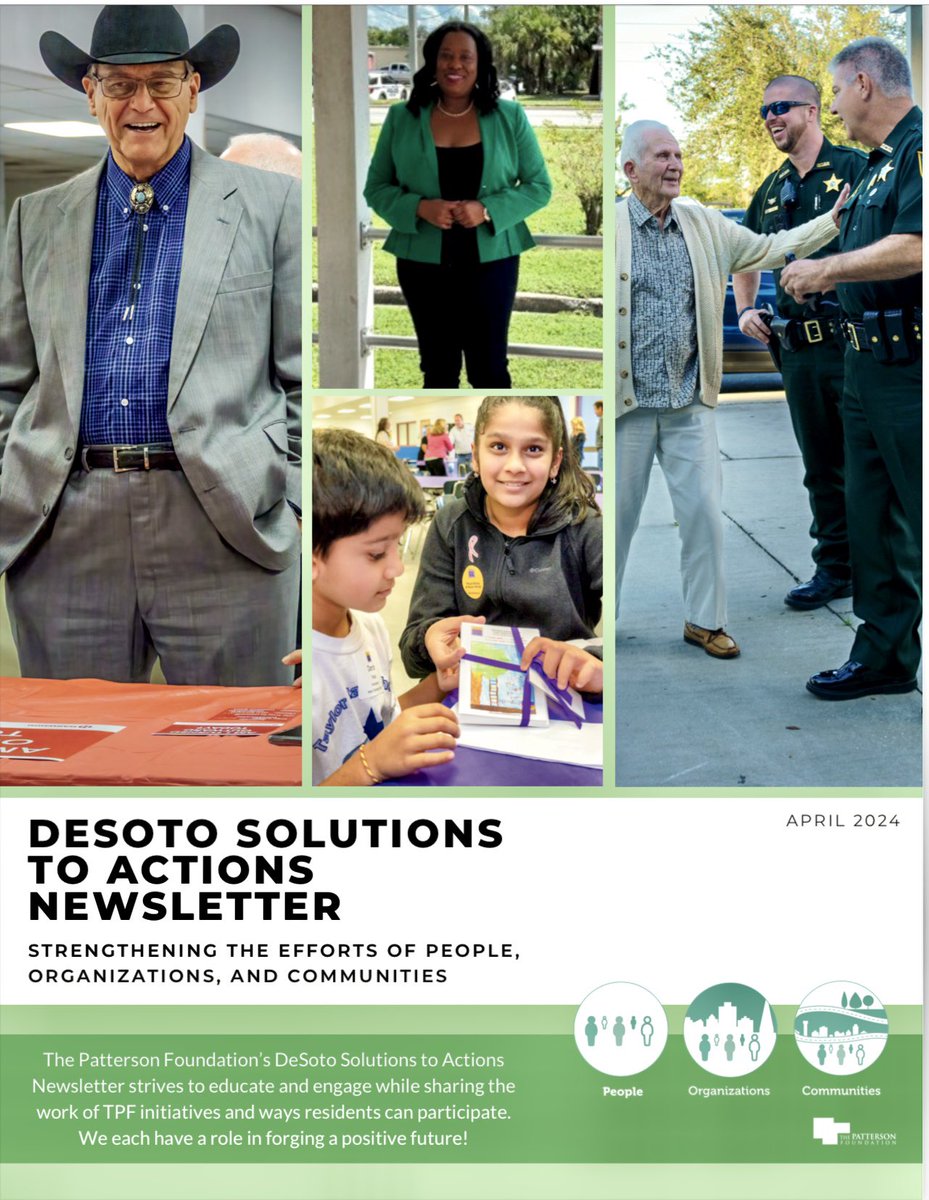 The April edition of the DeSoto Solutions to Actions Newsletter is now available. Click on the following link to read. DeSoto Solutions to Actions Newsletter - Fostering Widespread Participation Among All People &amp; All Ages: conta.cc/3TTWB72
<a href="/ThePattersonFdn/">The Patterson Foundation</a> <a href="/SuncoastCGLR/">Suncoast GL Reading</a>