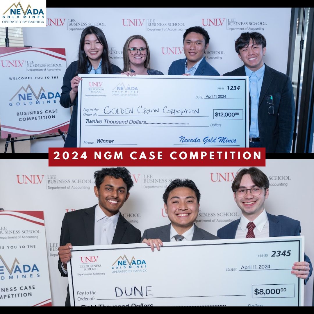 UNLVaccounting's tweet photo. UNLV Accounting and the Lee Business School congratulate the four finalist teams that competed in the third annual Nevada Gold Mines Business Case Competition last week, winning more than $30,000 in scholarship awards. #unlv #unlvaccounting #leebusinessschool #NVmining https://t.co/OfoLqRHB4t