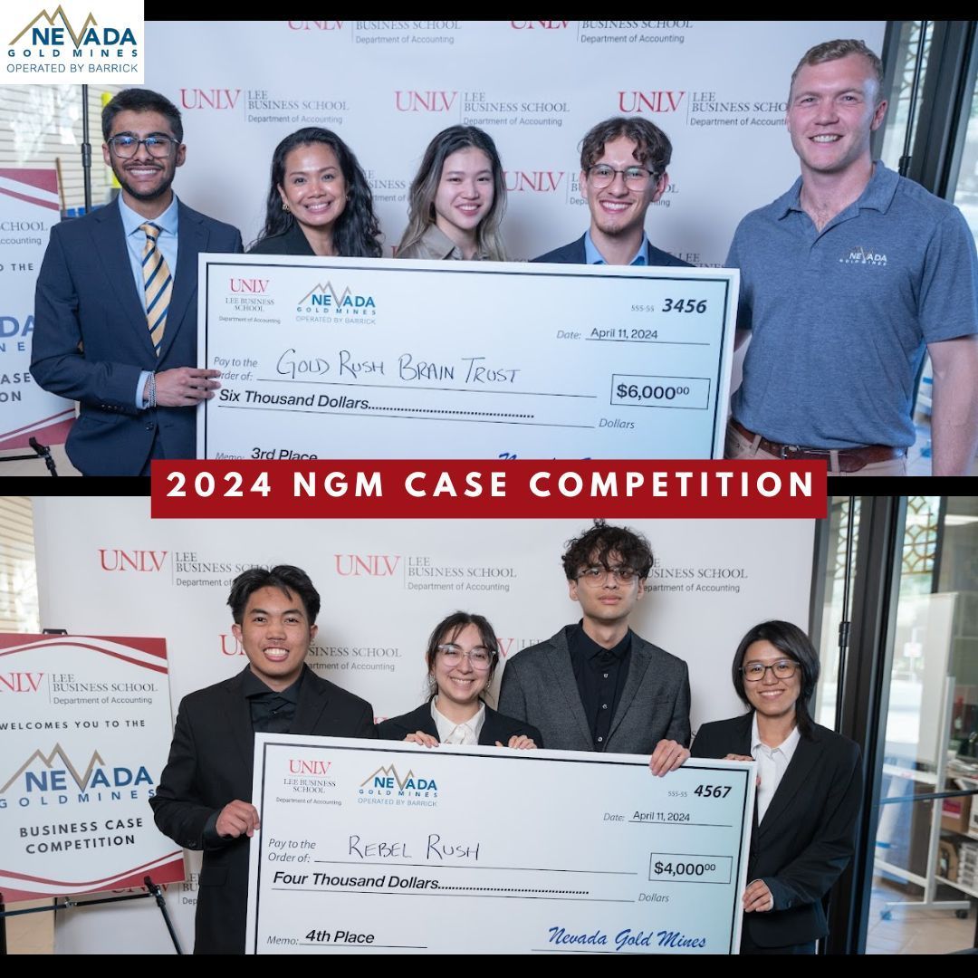 UNLVaccounting's tweet photo. UNLV Accounting and the Lee Business School congratulate the four finalist teams that competed in the third annual Nevada Gold Mines Business Case Competition last week, winning more than $30,000 in scholarship awards. #unlv #unlvaccounting #leebusinessschool #NVmining https://t.co/OfoLqRHB4t