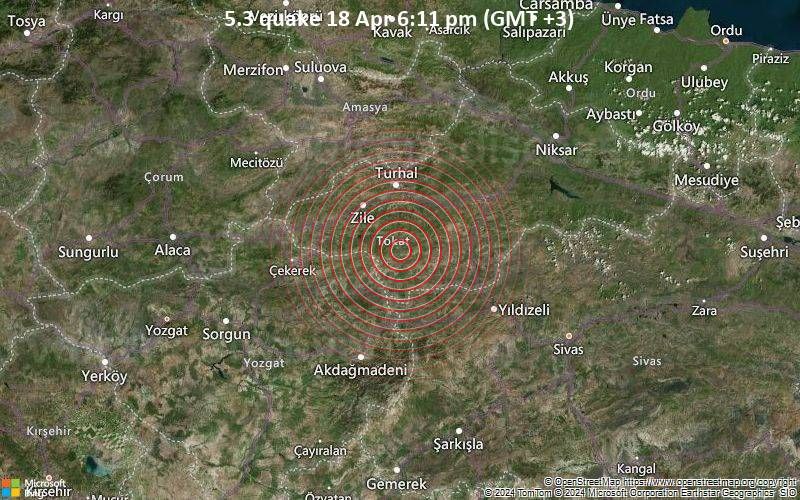 🚨 BREAKING – Earthquake Alert: Significant magnitude 5.3 earthquake 45 km southwest of Provincia de Tokat, Turkey 

#Turkey #TurkeyEarthquake #Earthquake #Terremoto #Turhai