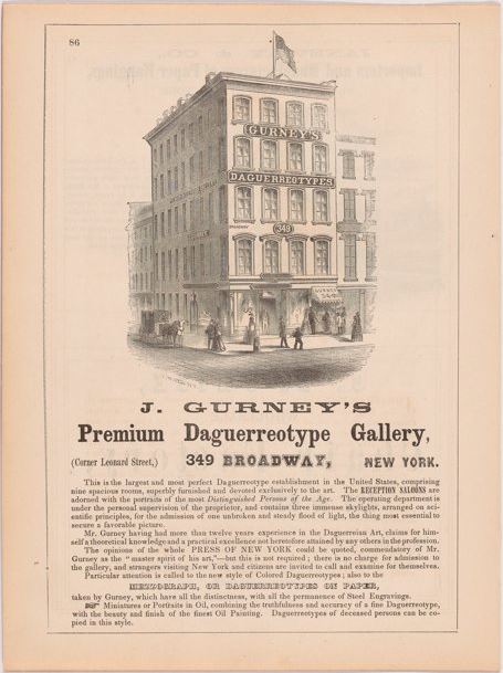 Advertising poster for Gurney’s Premium Daguerreotype Gallery.