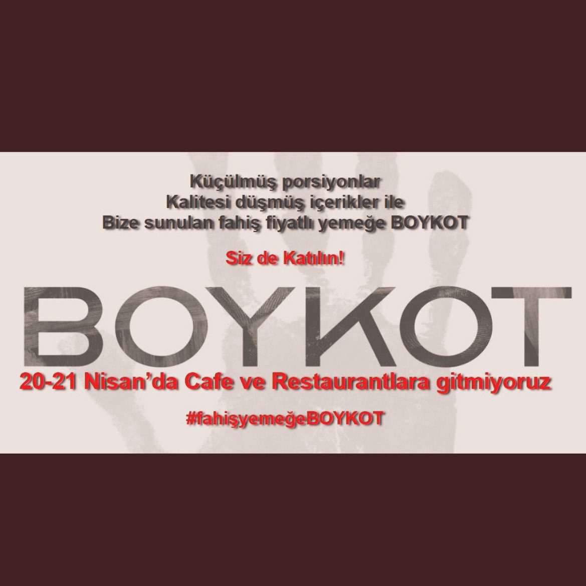 Kendi ülkemizde, kendi insanımız tarafından kazıklanmaktan bıktık! #fahişyemeğeBOYKOT