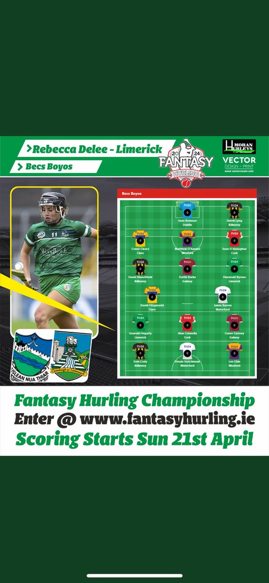 BecsDelee's tweet photo. My @FantasyHurling team. 
@aoifasheehan I love some competition 😉🧐 https://t.co/3k76OinZ1U