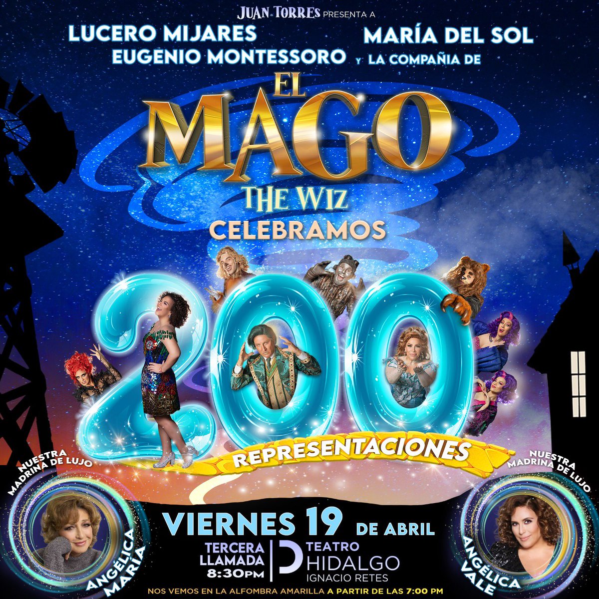 Los esperamos mañana en nuestra función de develación de placa por
200 representaciones de “El Mago” (The Wiz)
Alfombra amarilla 7:00 PM
Tercera Llamada   8:30 PM
Madrinas de honor:
Angélica María y Angélica Vale